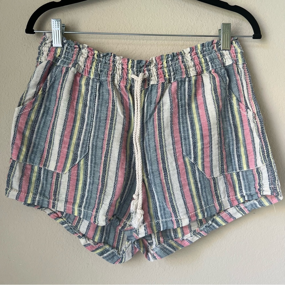 Cali 1850 Los Angeles Striped Linen Cotton Blend Shorts, size L